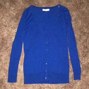 royal blue button up cardigan